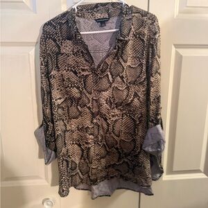 Rock & Republic Black and Brown Snakeskin Blouse